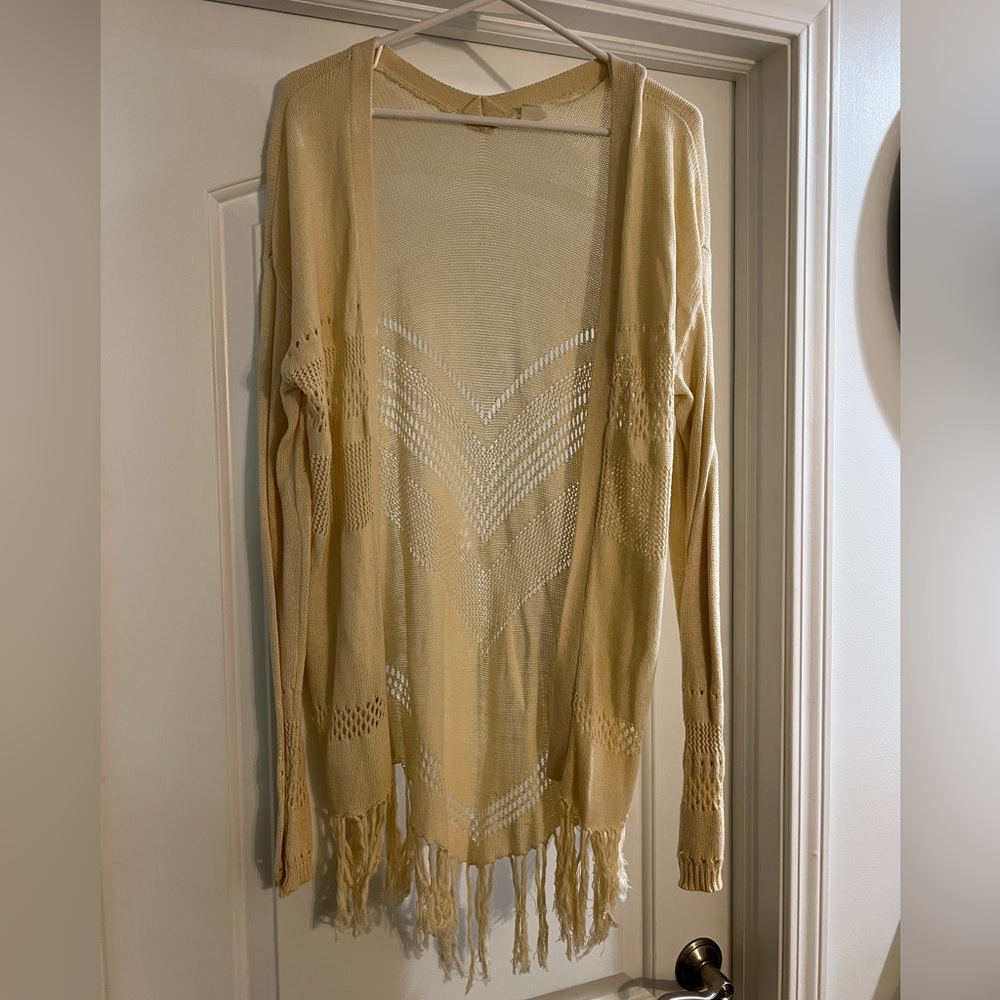 Wild pearl medium boho fringe cream cardigan